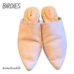 🌸🌸 Birdies The Lark – Pink Chiffon Suede Slide Mule – Size 7.5 – Good Condition
